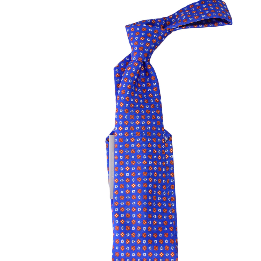 Blue Patterned Silk Tie - Marchesi di Como - Boutique Jacques Last Call