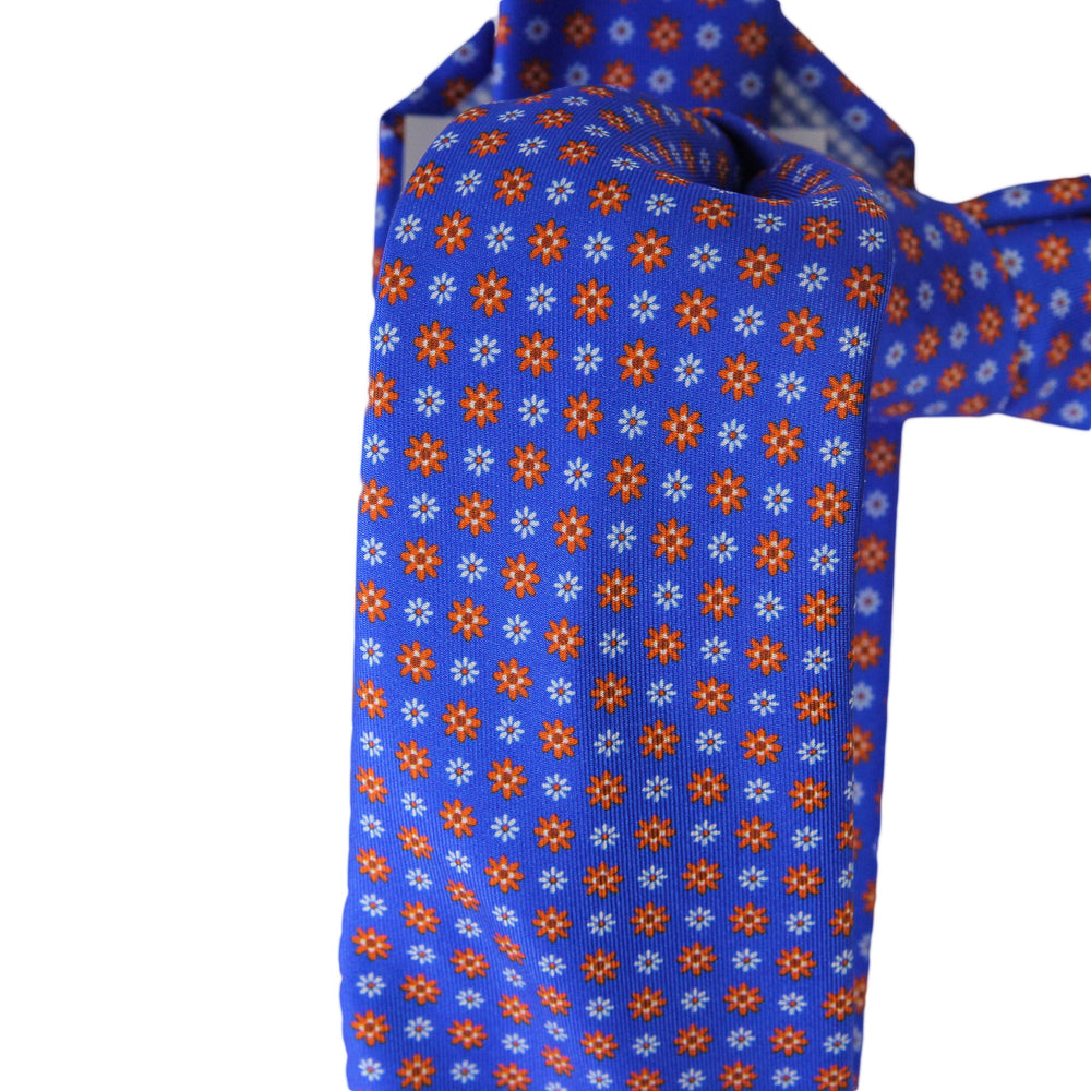 Blue Patterned Silk Tie - Marchesi di Como - Boutique Jacques Last Call