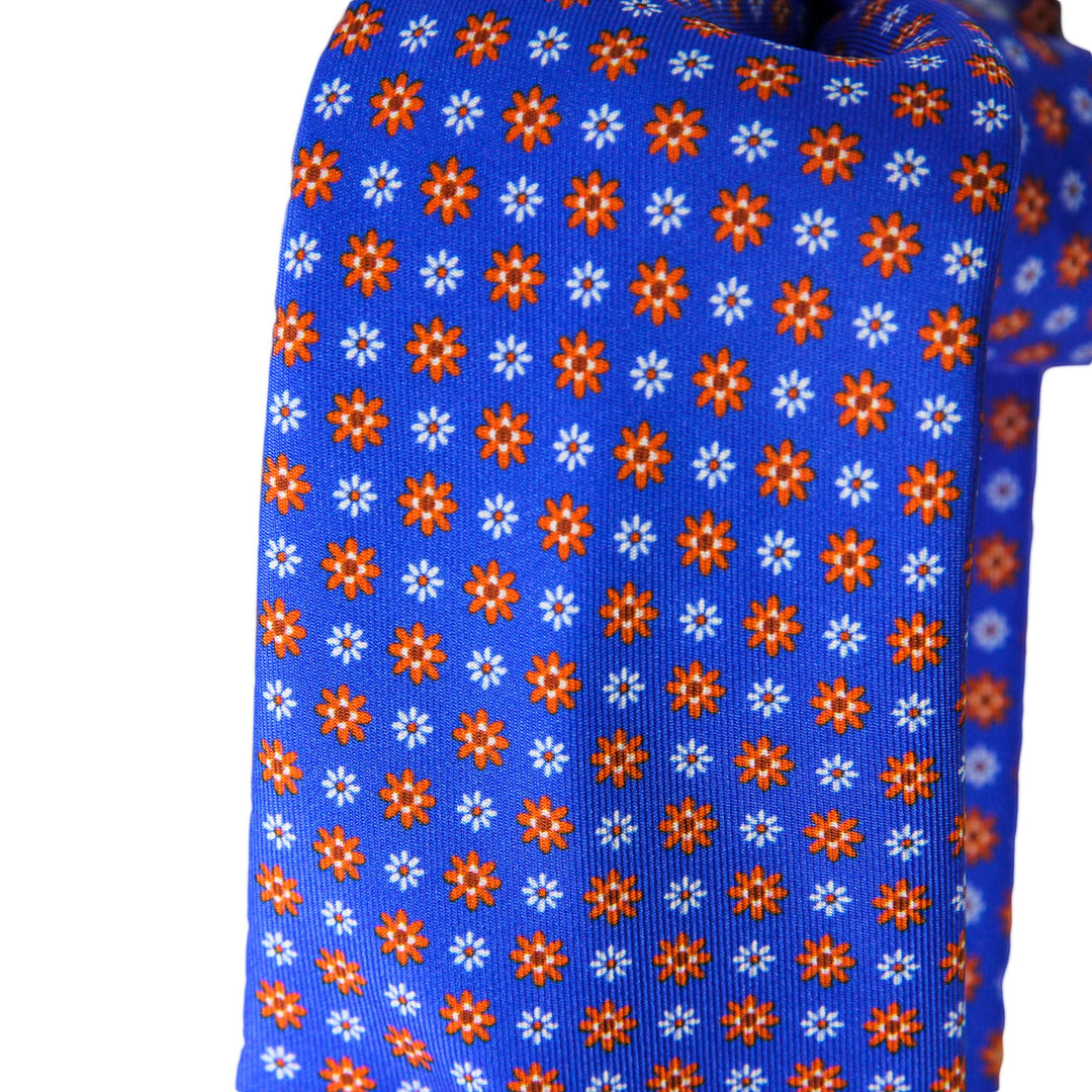 Blue Patterned Silk Tie - Marchesi di Como - Boutique Jacques Last Call