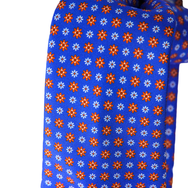 Blue Patterned Silk Tie - Marchesi di Como - Boutique Jacques Last Call