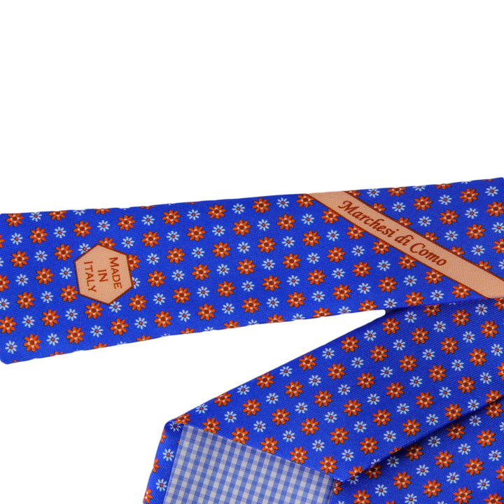 Blue Patterned Silk Tie - Marchesi di Como - Boutique Jacques Last Call