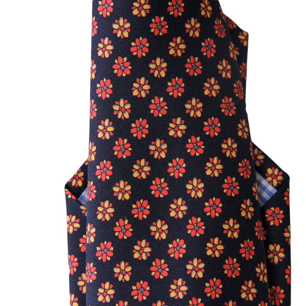Navy Flower Silk Tie - Marchesi di Como - Boutique Jacques Last Call