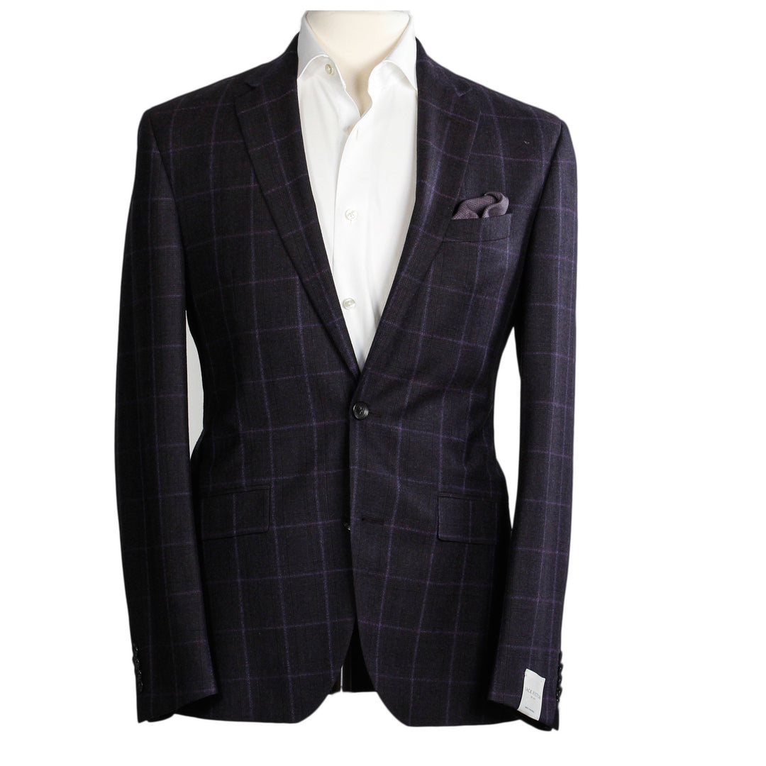 Maroon Windowpane Check - Ink Slim Fit - Boutique Jacques Last Call