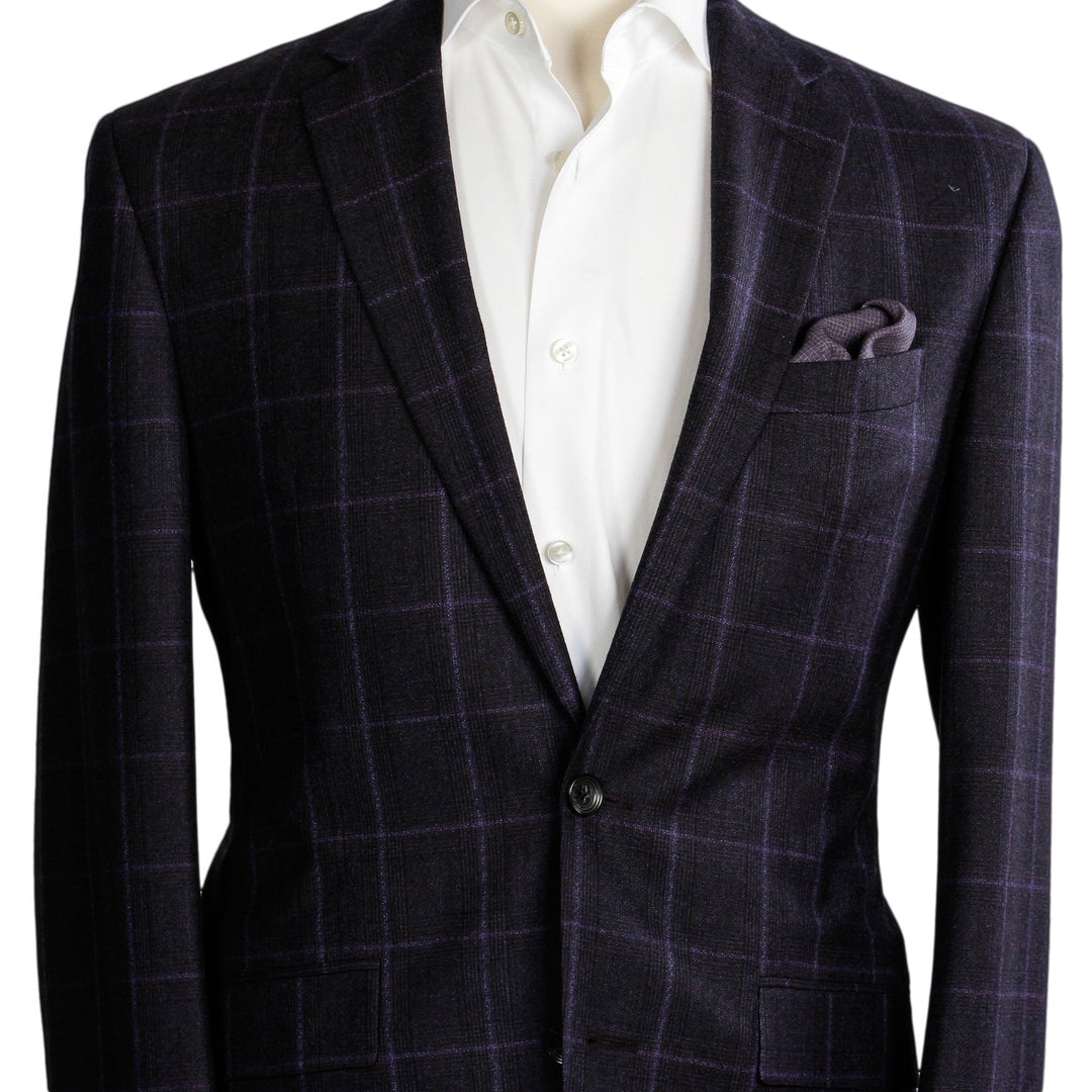 Maroon Windowpane Check - Ink Slim Fit - Boutique Jacques Last Call