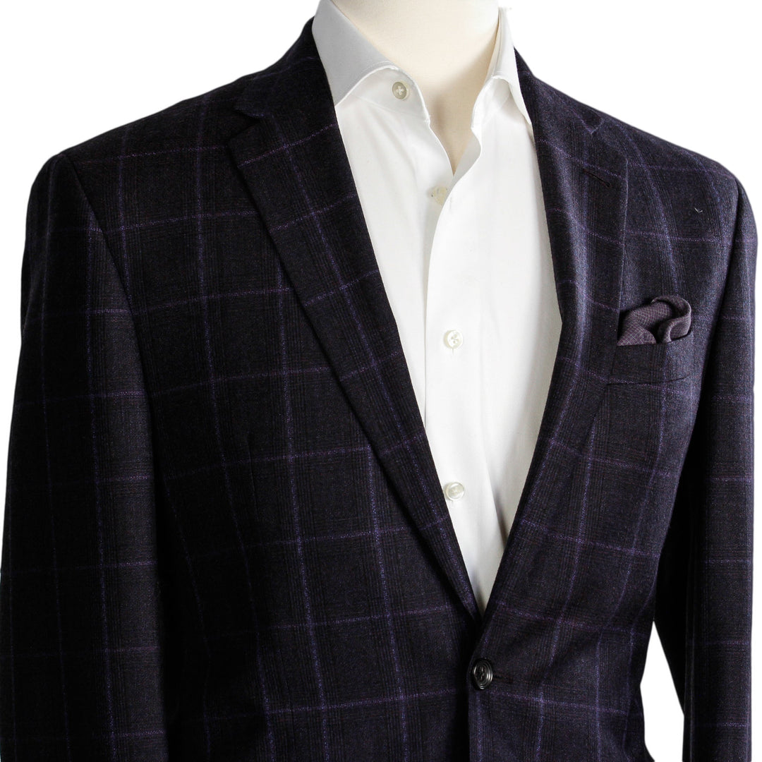 Maroon Windowpane Check - Ink Slim Fit - Boutique Jacques Last Call