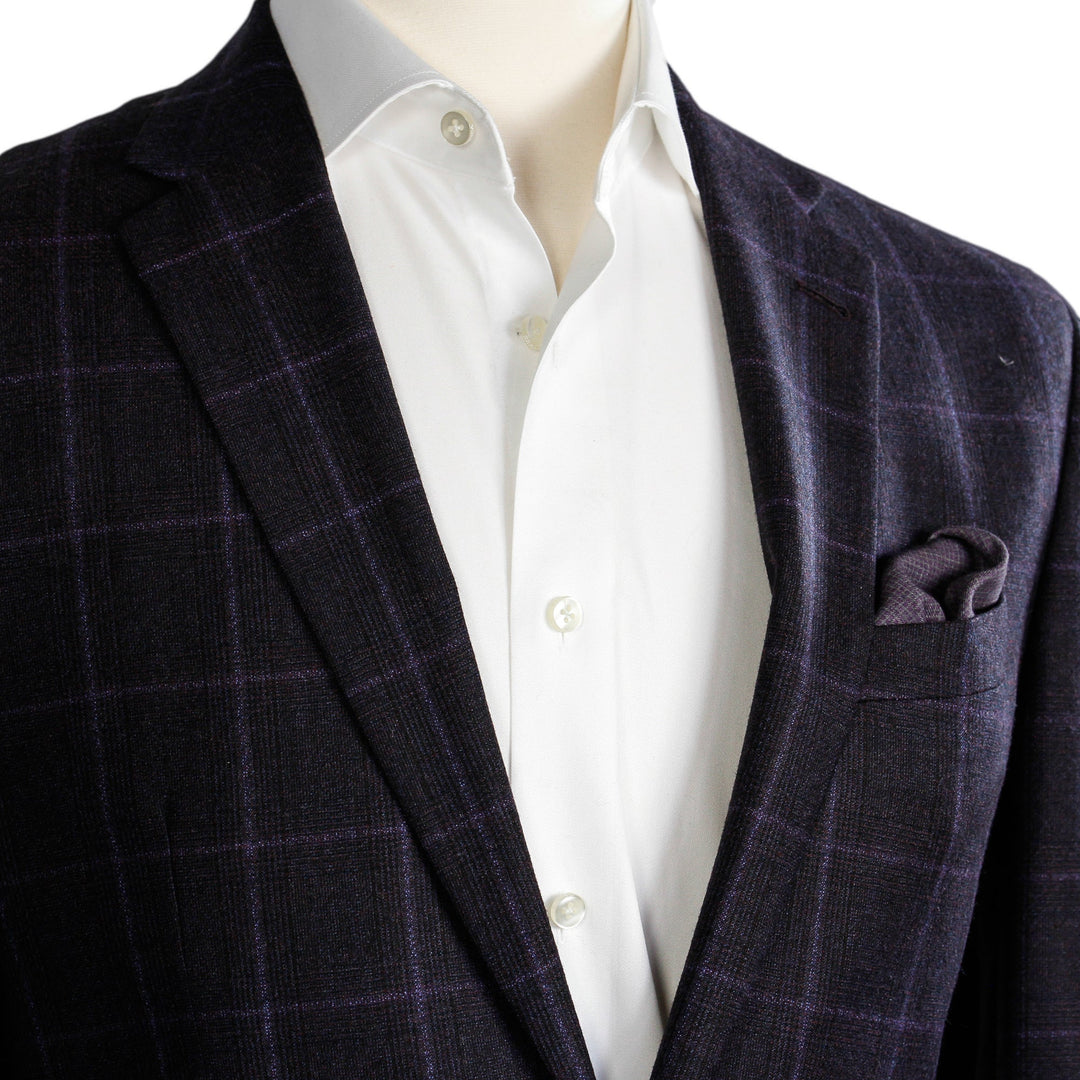 Maroon Windowpane Check - Ink Slim Fit - Boutique Jacques Last Call
