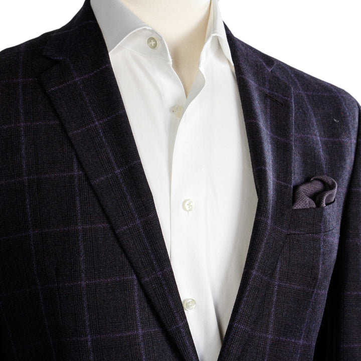 Maroon Windowpane Check - Ink Slim Fit - Boutique Jacques Last Call