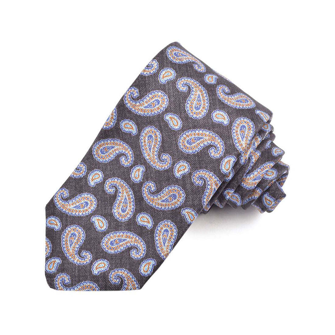 Black & Gray Paisley Silk Tie - DION