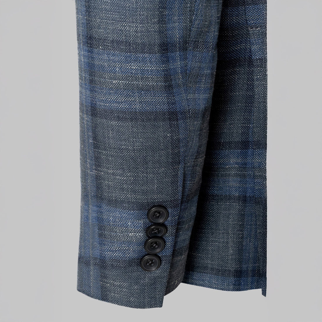 Grey and Blue Plaid Hampton Contemporary Fit Knit Wool/Silk/Linen Loro Piana Blazer - Jack Victor - Boutique Jacques International