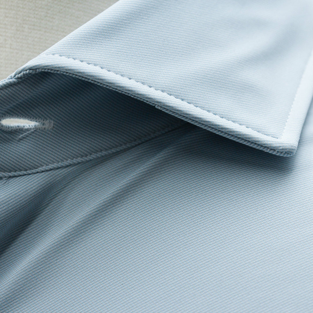 Light Blue Woven Jersey Stretch Slim Fit Shirt - Orian - Boutique Jacques Last Call