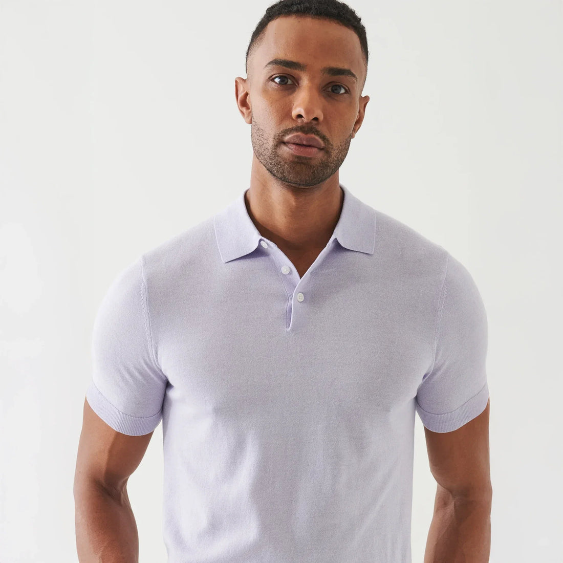 Lavender Cupro-Merino Knit Polo Shirt - Patrick Assaraf