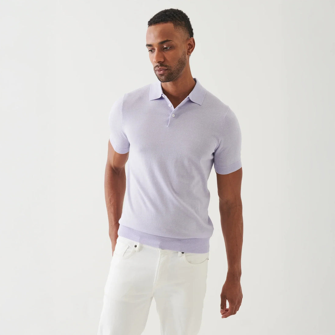 Lavender Cupro-Merino Knit Polo Shirt - Patrick Assaraf