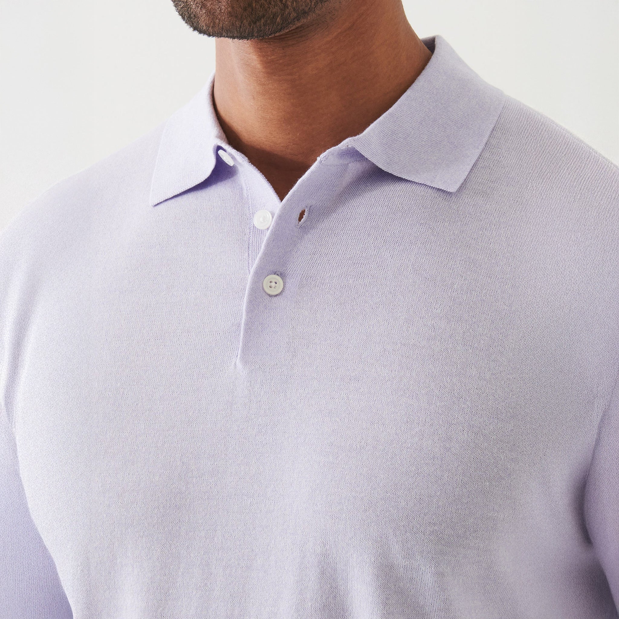 Lavender Cupro-Merino Knit Polo Shirt - Patrick Assaraf