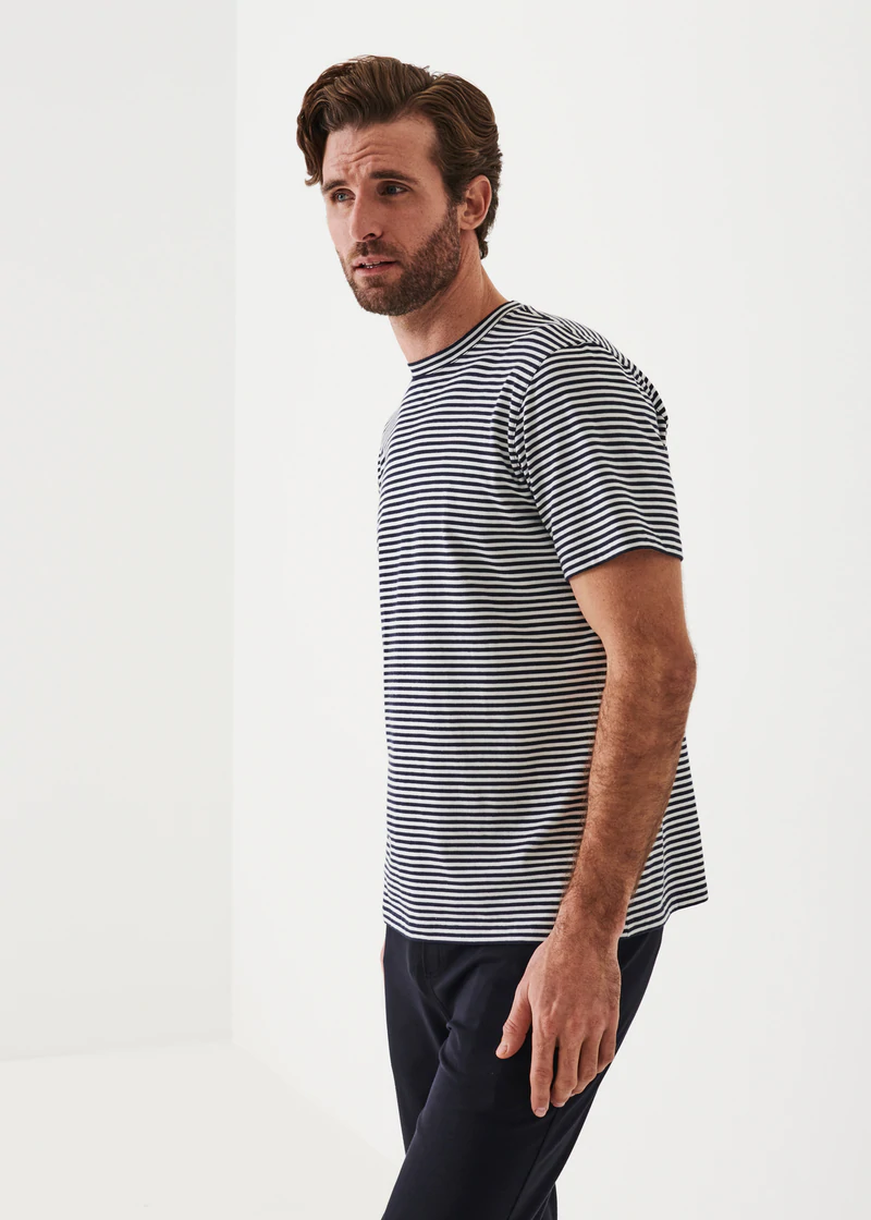 Blue Striped Pima Stretch T Shirt - Patrick Assaraf - Boutique Jacques Last Call