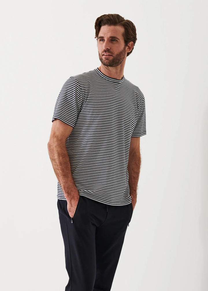 Blue Striped Pima Stretch T Shirt - Patrick Assaraf - Boutique Jacques Last Call