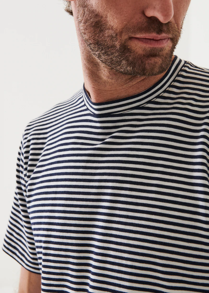 Blue Striped Pima Stretch T Shirt - Patrick Assaraf - Boutique Jacques Last Call