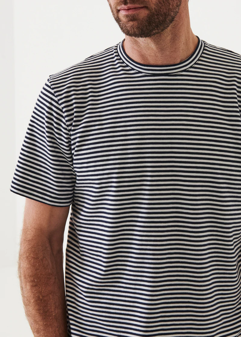 Blue Striped Pima Stretch T Shirt - Patrick Assaraf - Boutique Jacques Last Call