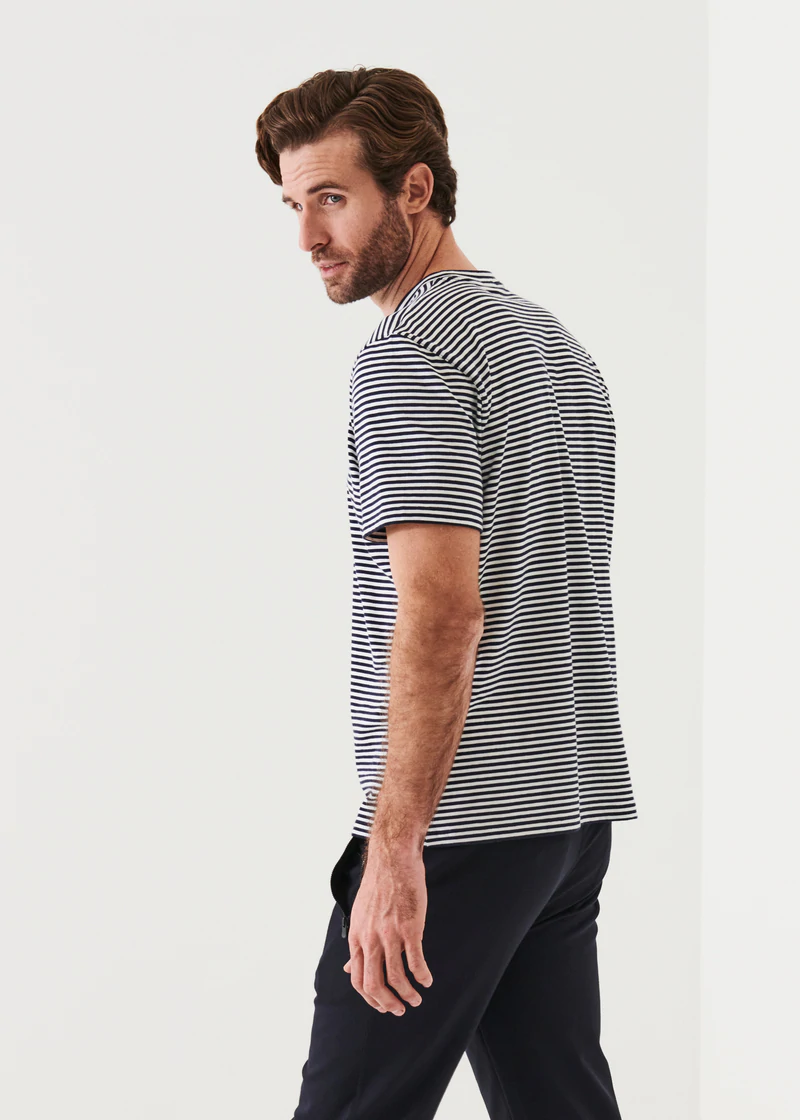Blue Striped Pima Stretch T Shirt - Patrick Assaraf - Boutique Jacques Last Call