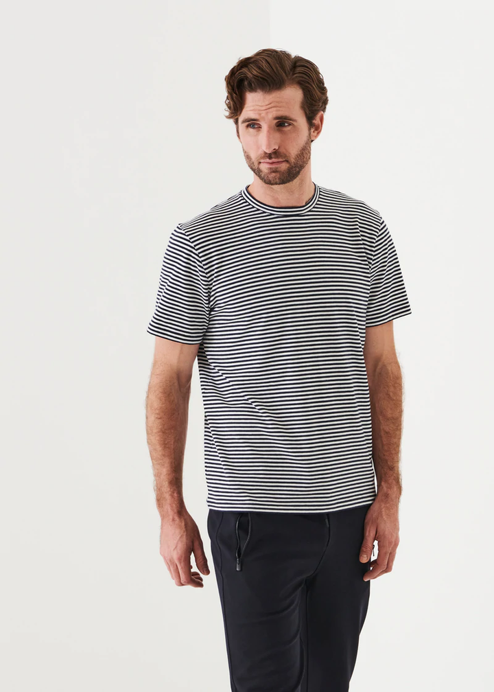 Blue Striped Pima Stretch T Shirt - Patrick Assaraf - Boutique Jacques Last Call
