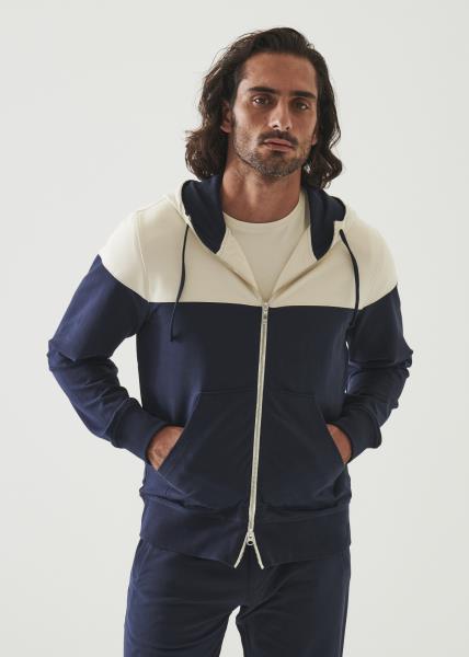 Blue French Terry Block Hoodie - Patrick Assaraf - Boutique Jacques Last Call