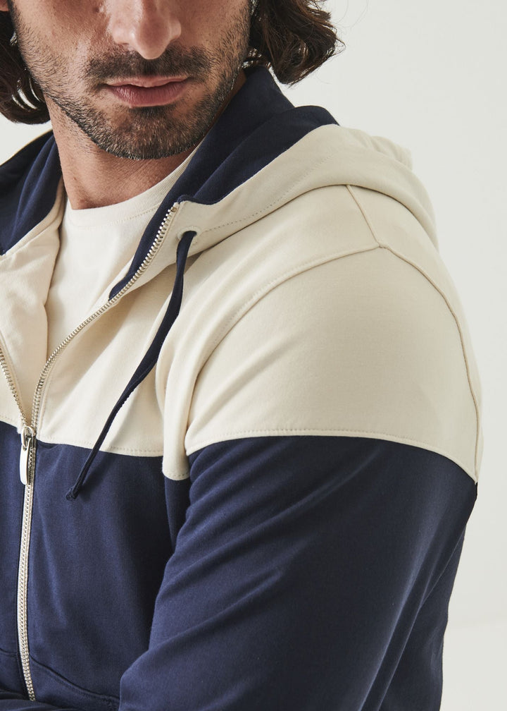 Blue French Terry Block Hoodie - Patrick Assaraf - Boutique Jacques Last Call