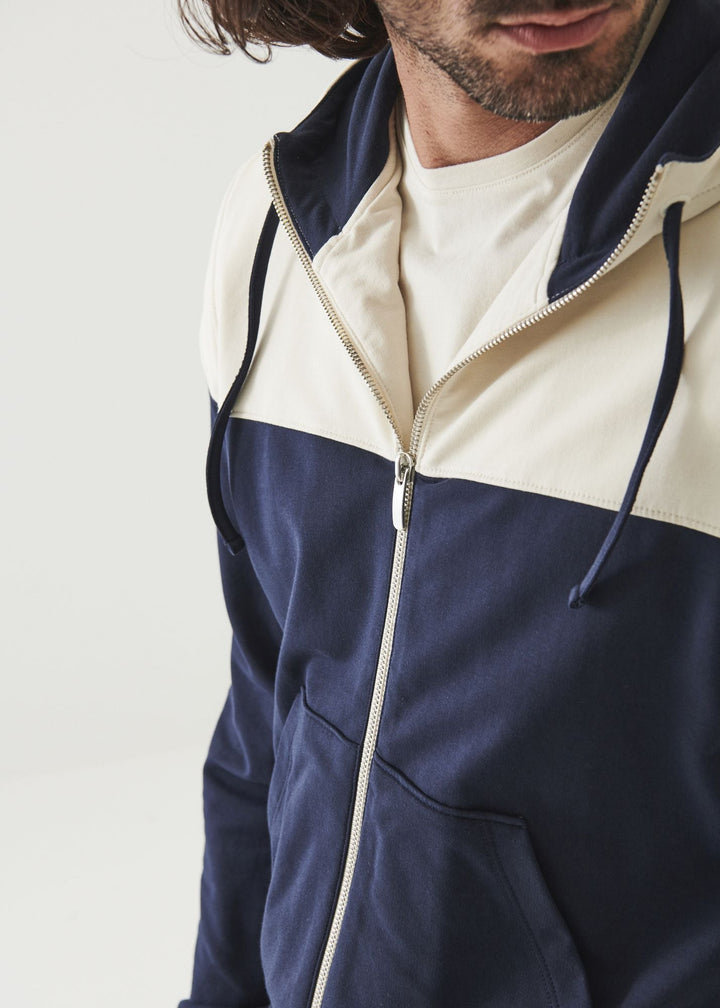 Blue French Terry Block Hoodie - Patrick Assaraf - Boutique Jacques Last Call