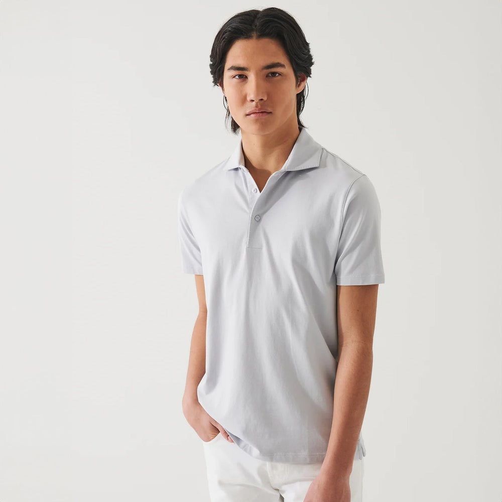 Glacier Blue Iconic Pima Cotton Stretch Short Sleeve Polo - Patrick Assaraf - Boutique Jacques Last Call