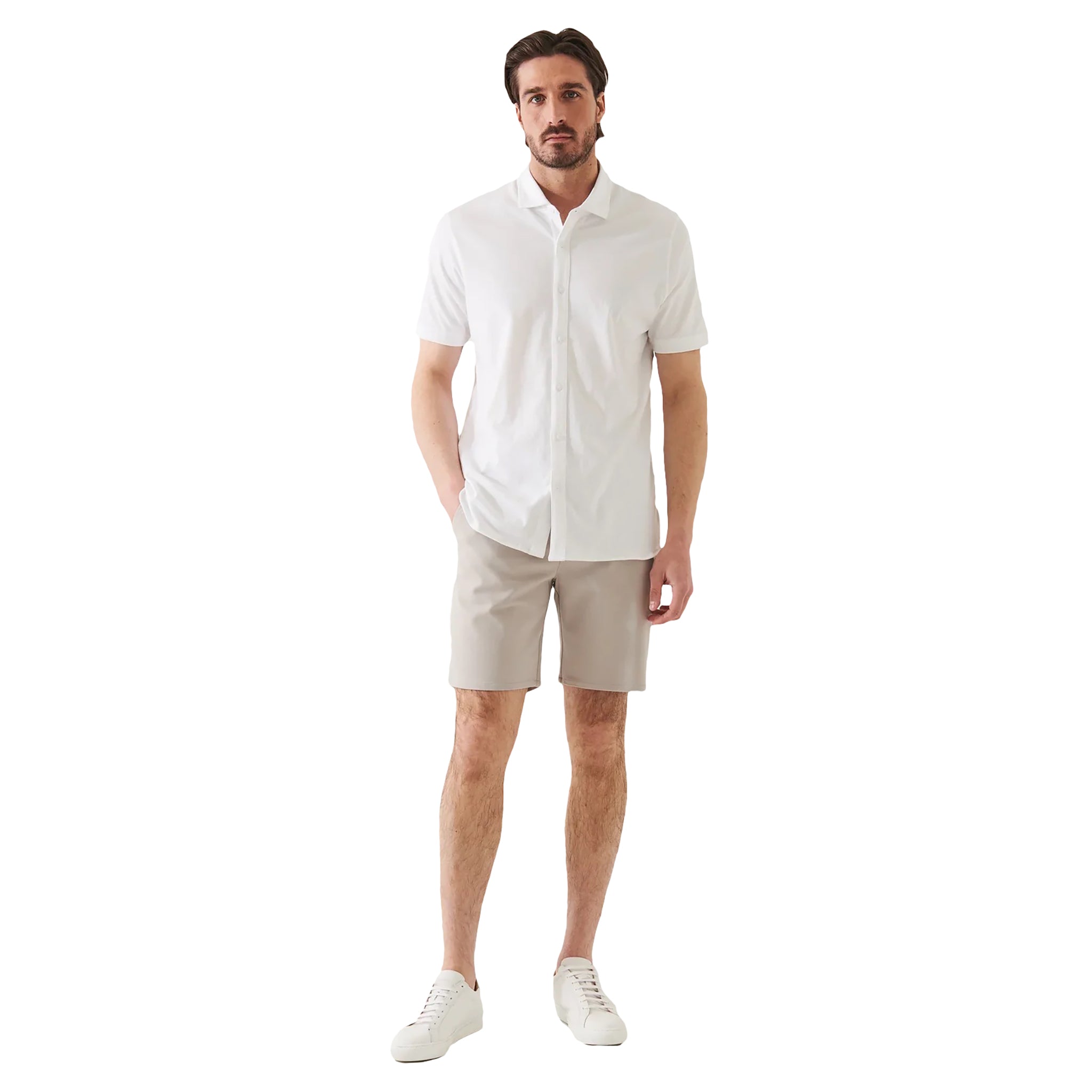 Latte Chino-Style Jersey 4-Way Stretch Shorts - Patrick Assaraf - Boutique Jacques Last Call