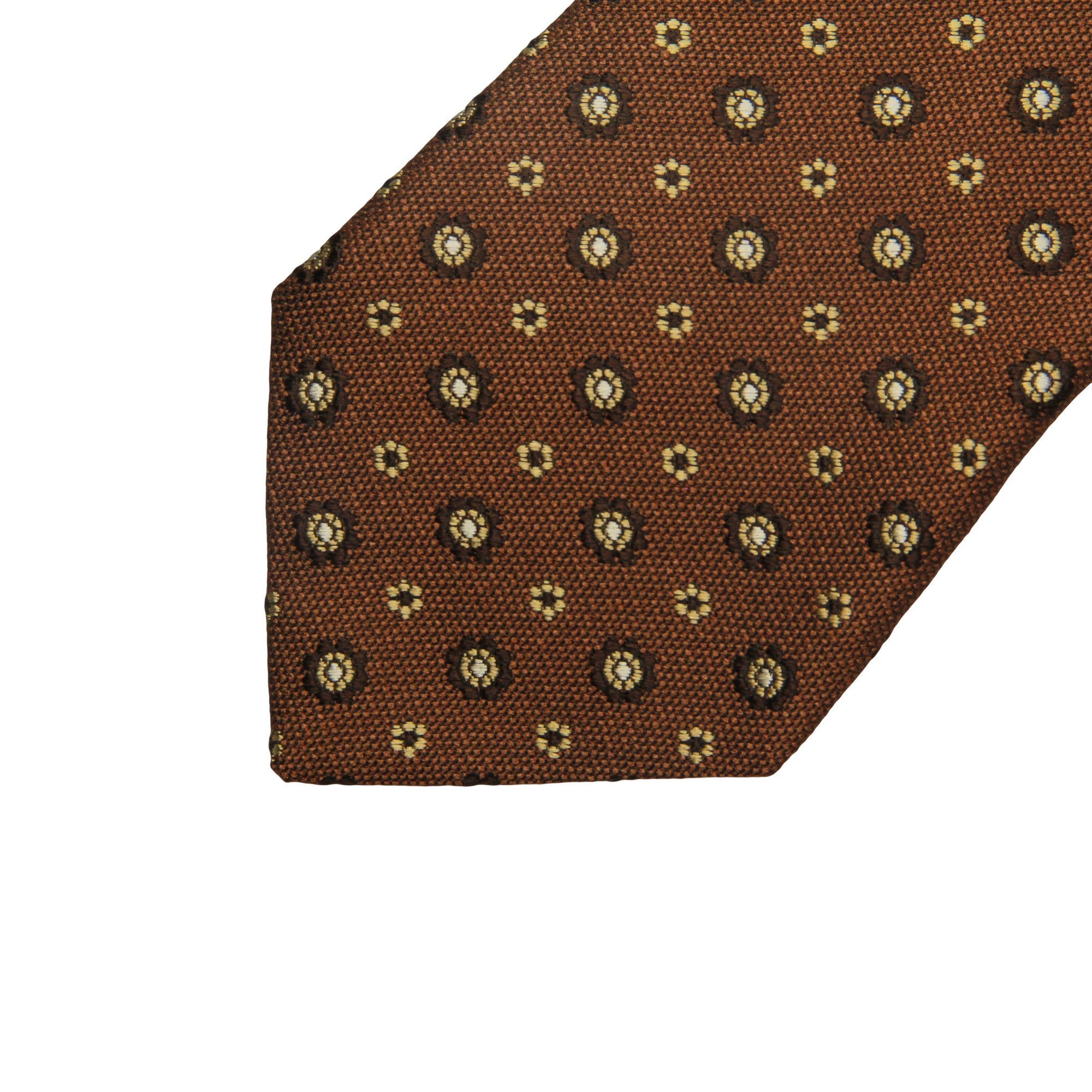 Chestnut & Gold Floral Silk Tie - Paolo Albizzati - Boutique Jacques Last Call