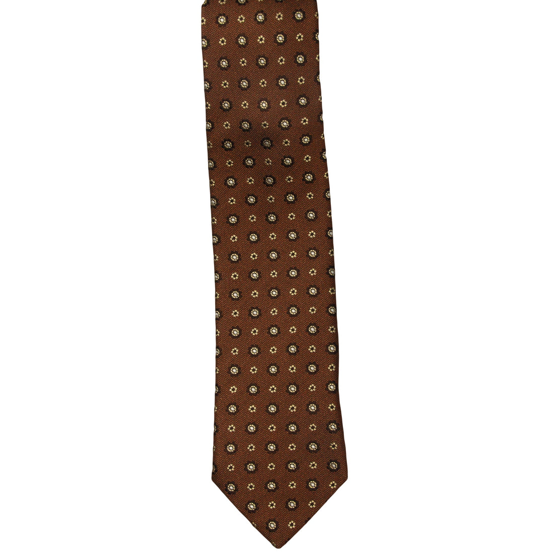 Chestnut & Gold Floral Silk Tie - Paolo Albizzati - Boutique Jacques Last Call