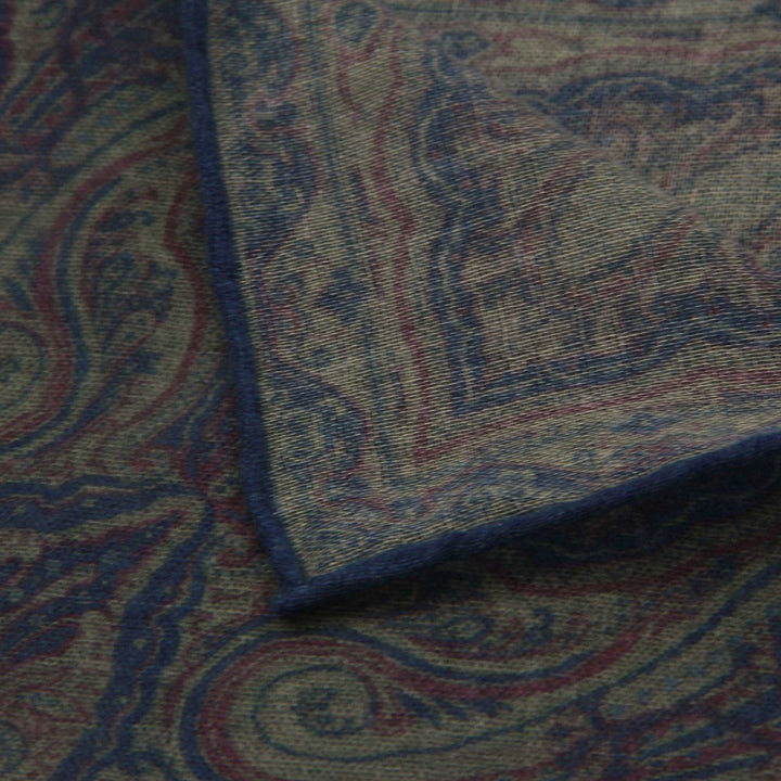 Blue & Purple Paisley Wool-Silk Hankie - Paolo Albizzati