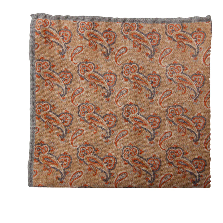 Orange Paisley Woven Wool Hankie - Paolo Albizzati