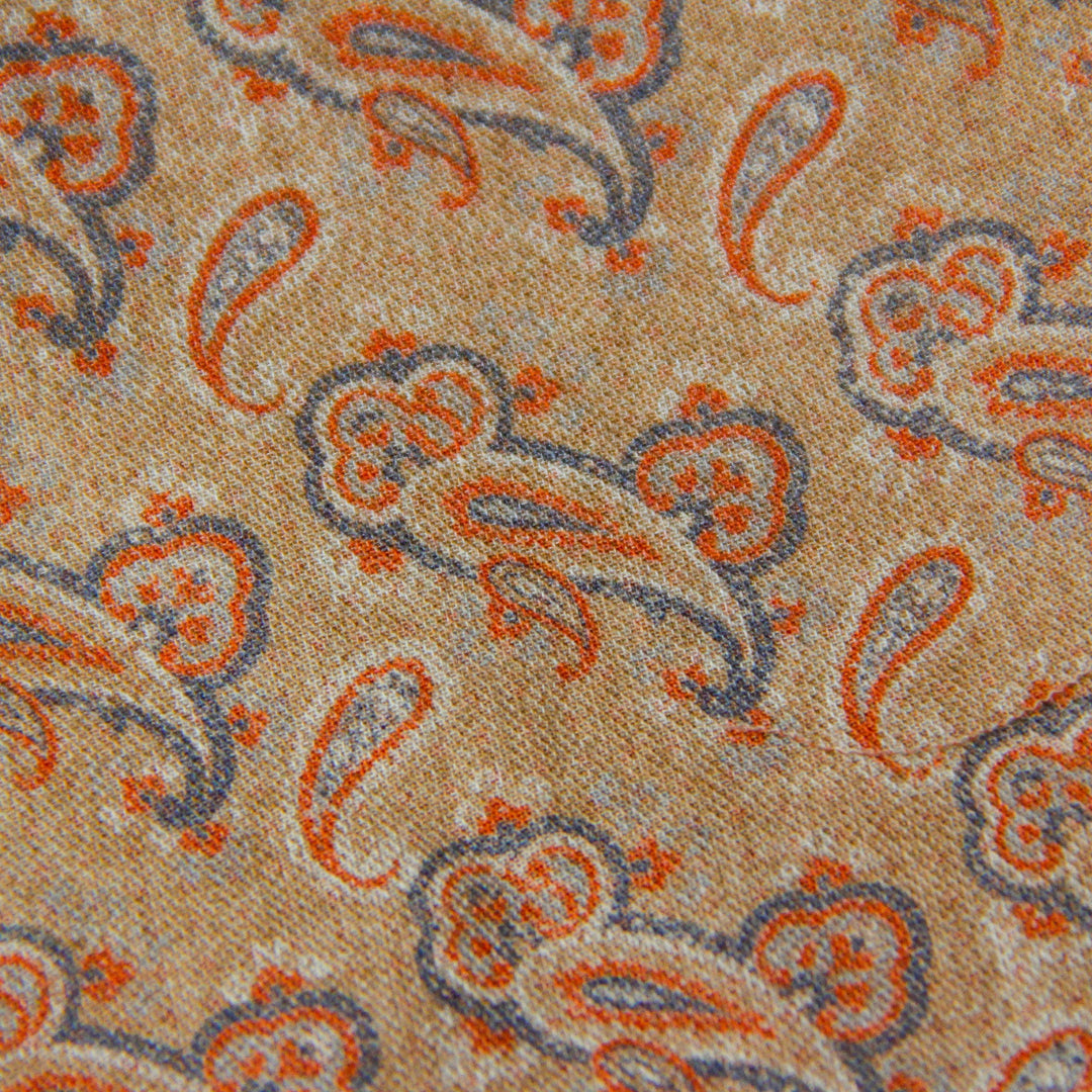 Orange Paisley Woven Wool Hankie - Paolo Albizzati