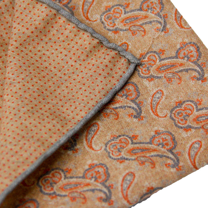 Orange Paisley Woven Wool Hankie - Paolo Albizzati