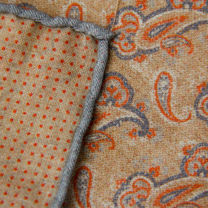 Orange Paisley Woven Wool Hankie - Paolo Albizzati