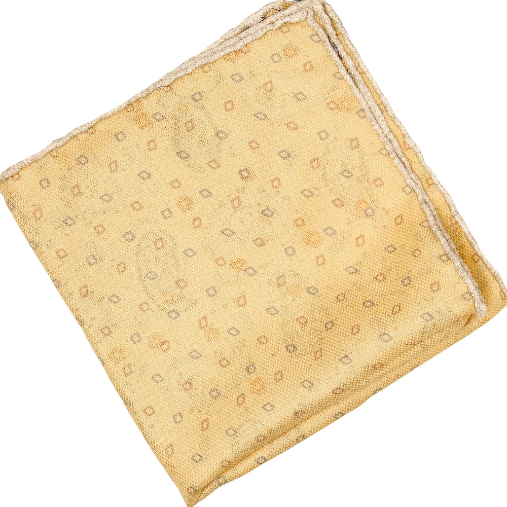 Yellow Paisley/Geometric Pattern Reversible Silk Hankie - Paolo Albizzati - Boutique Jacques Last Call
