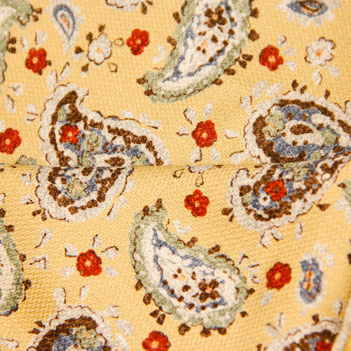 Yellow Paisley/Geometric Pattern Reversible Silk Hankie - Paolo Albizzati - Boutique Jacques Last Call