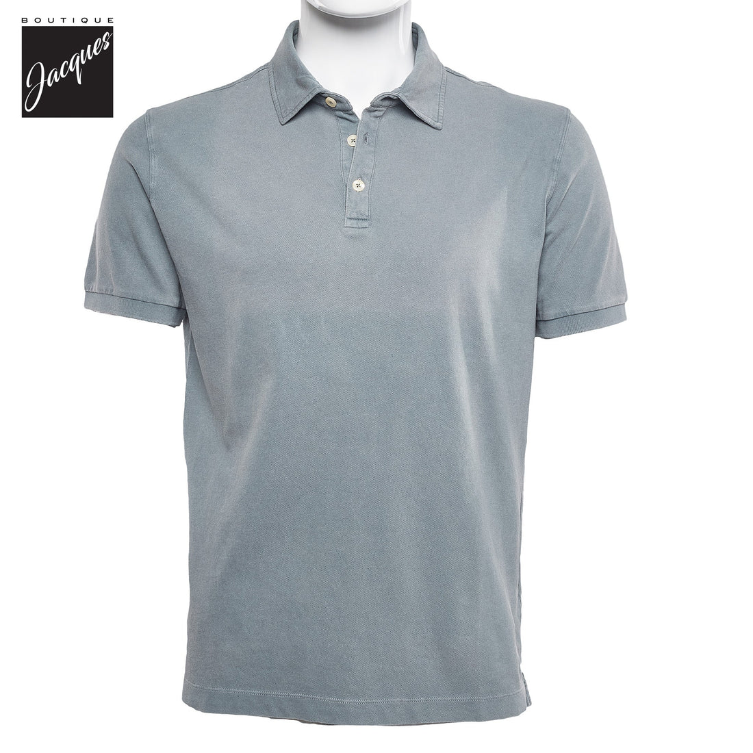 Mid Gray Fine Piqué Stretch Short Sleeve Polo - Phil Petter