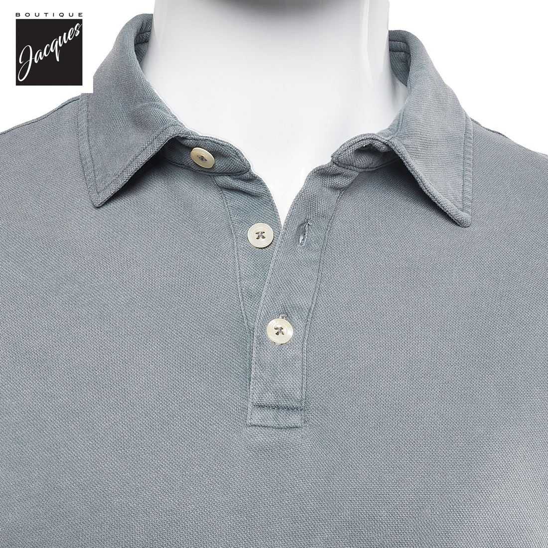 Mid Gray Fine Piqué Stretch Short Sleeve Polo - Phil Petter