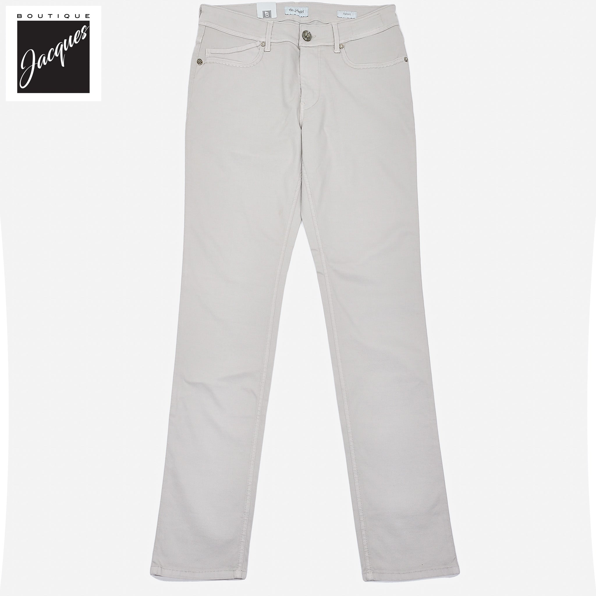 Putty Gray Cotton-Lyocell Twill 5-Pocket Pants - Re-Hash