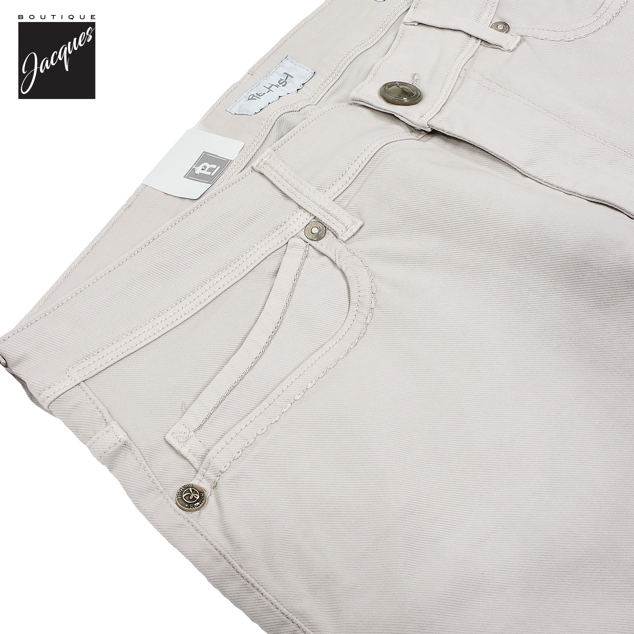 Putty Gray Cotton-Lyocell Twill 5-Pocket Pants - Re-Hash