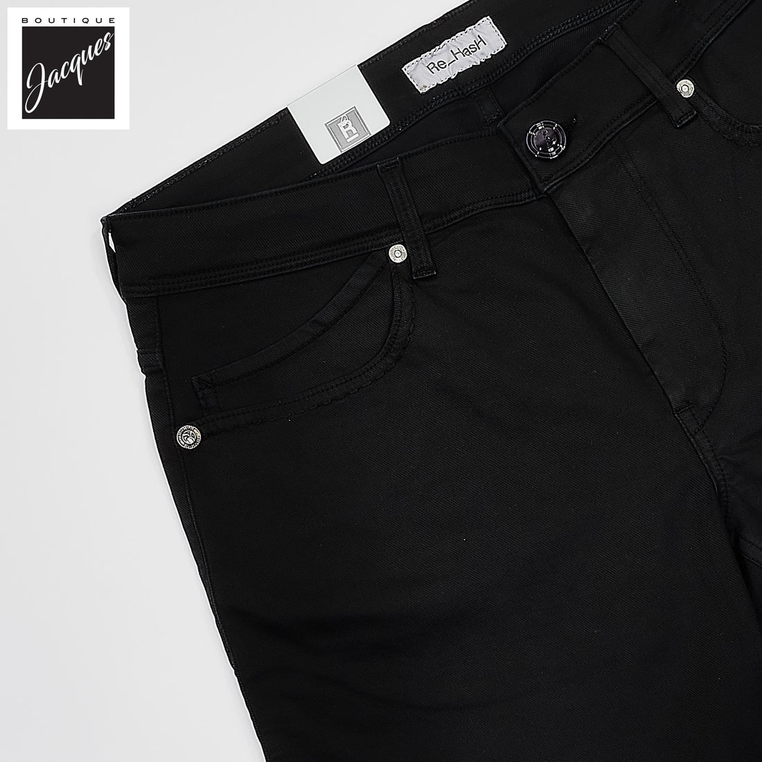 Black Cotton-Lyocell Twill 5-Pocket Pants - Re-Hash