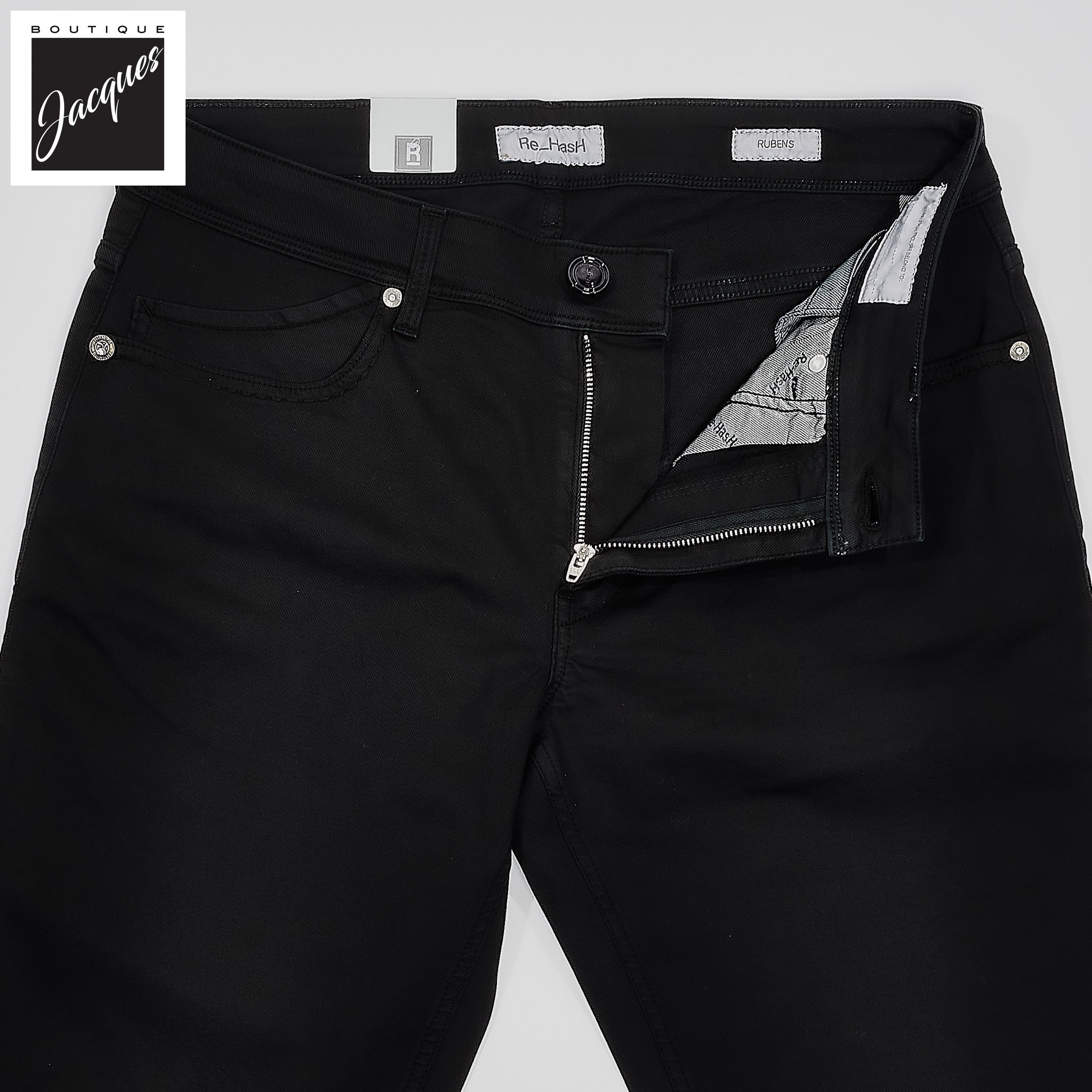 Black Cotton-Lyocell Twill 5-Pocket Pants - Re-Hash