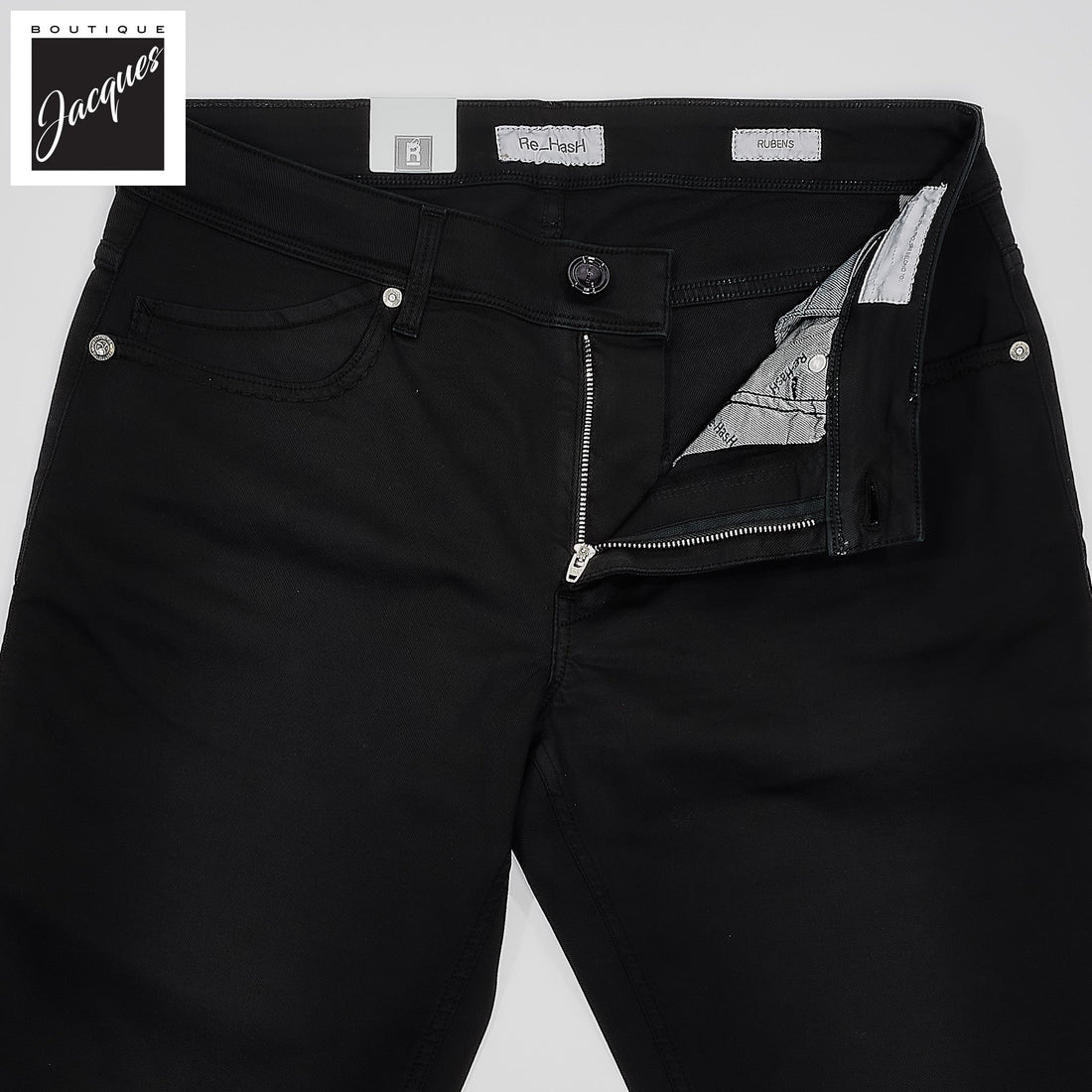 Black Cotton-Lyocell Twill 5-Pocket Pants - Re-Hash