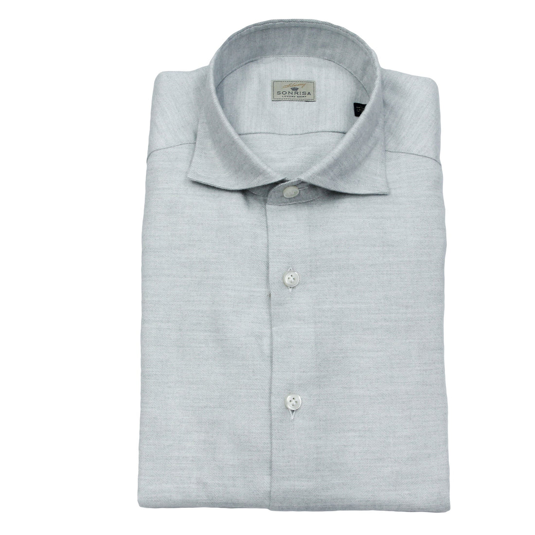 Light Grey Herringbone Cotton Flannel Shirt - SONRISA - Boutique Jacques Last Call