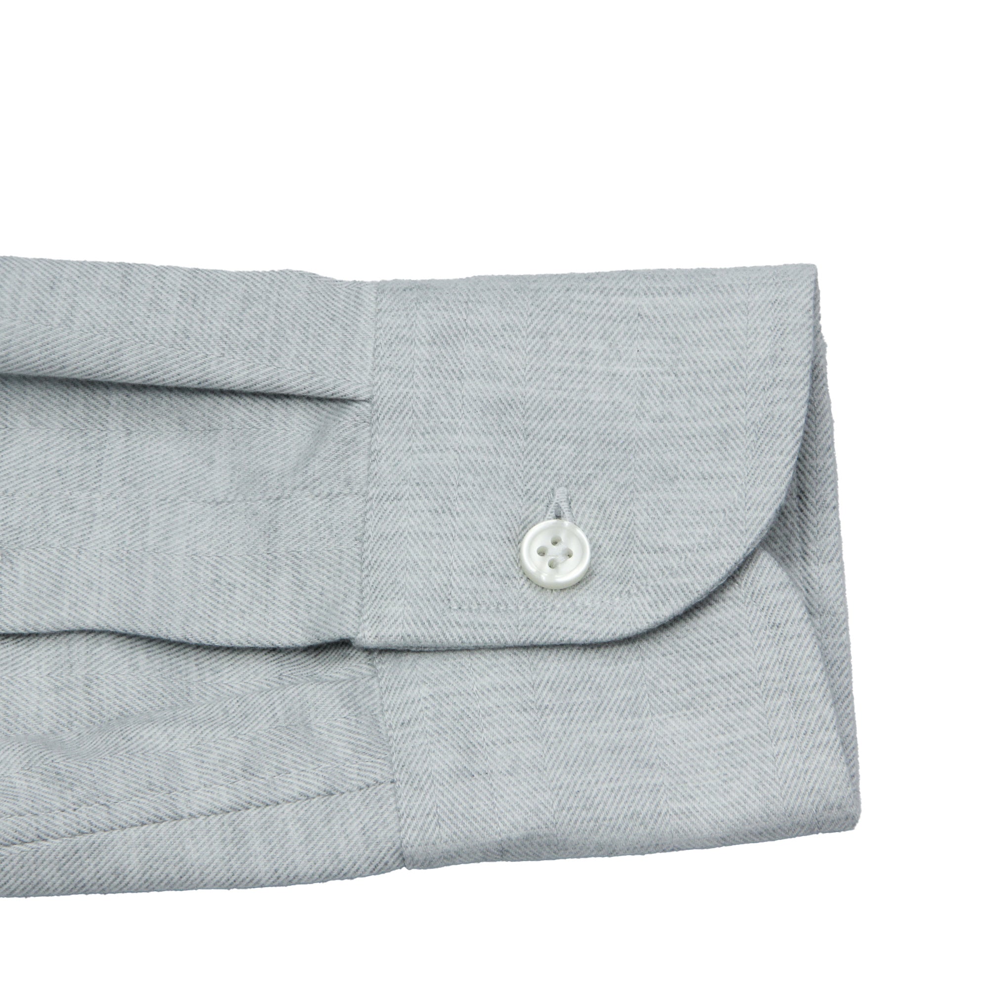 Light Grey Herringbone Cotton Flannel Shirt - SONRISA - Boutique Jacques Last Call