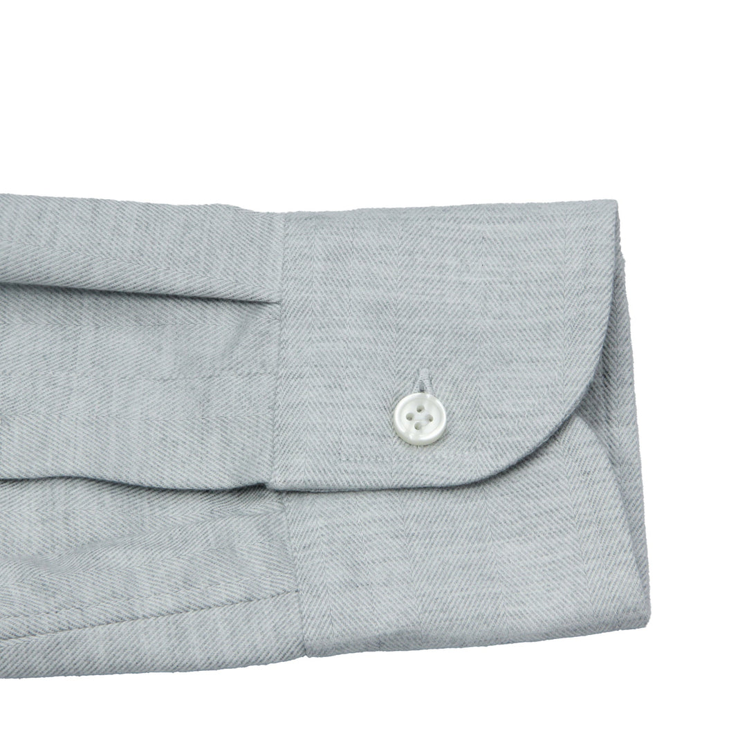 Light Grey Herringbone Cotton Flannel Shirt - SONRISA - Boutique Jacques Last Call