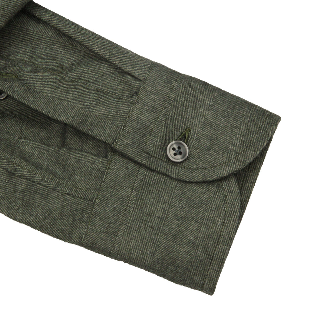 Forest Green Herringbone Cotton Flannel Shirt - SONRISA