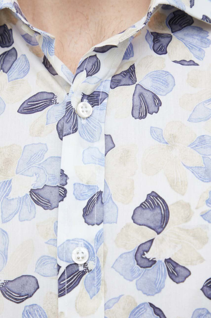 Blue Floral Poplin Casual Shirt - Paul & Shark - Boutique Jacques Last Call