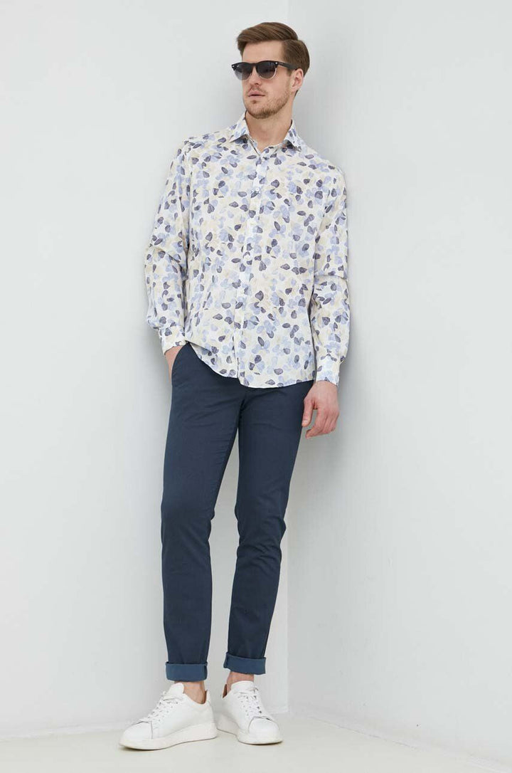 Blue Floral Poplin Casual Shirt - Paul & Shark - Boutique Jacques Last Call